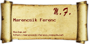 Marencsik Ferenc névjegykártya